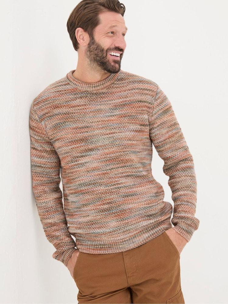 Fat Face Orange Ombre Crew Neck Jumper