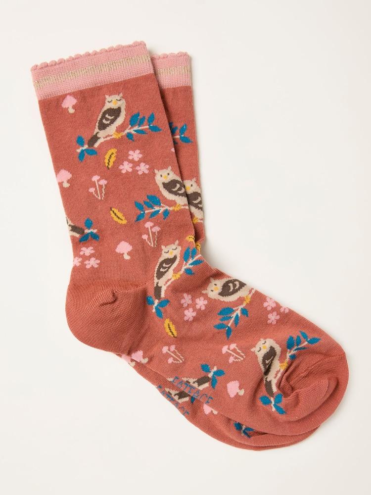 Fat Face Orange Owl Woodland Socks
