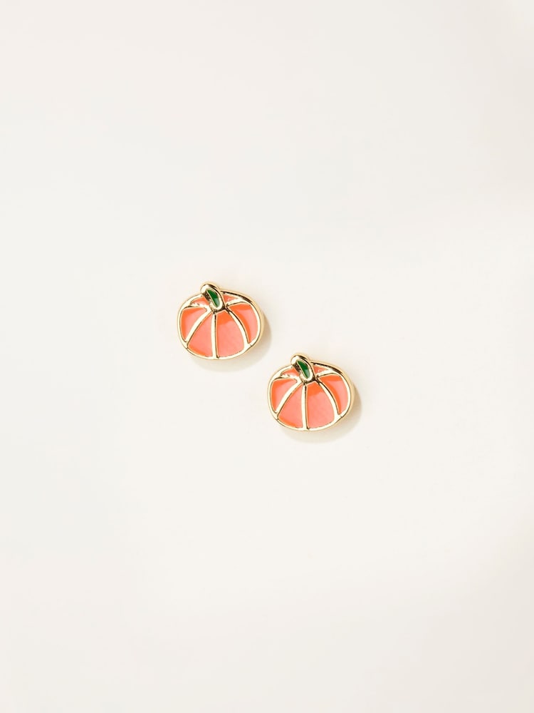 Fat Face Orange Pumpkin Stud Earrings