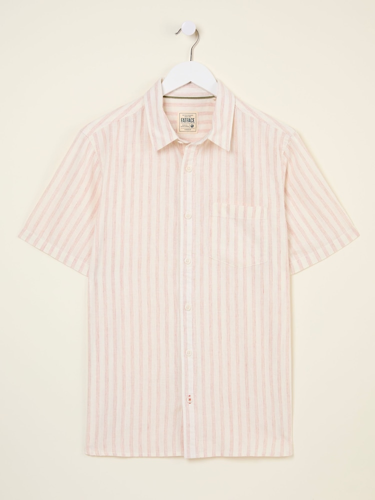 fat face Orange Short Sleeve Fine Stripe Shirt