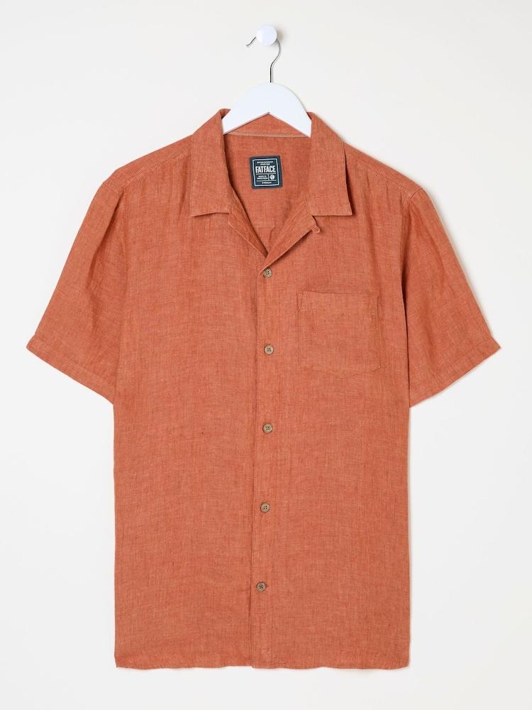 fat face Orange Short Sleeve Linen Shirt