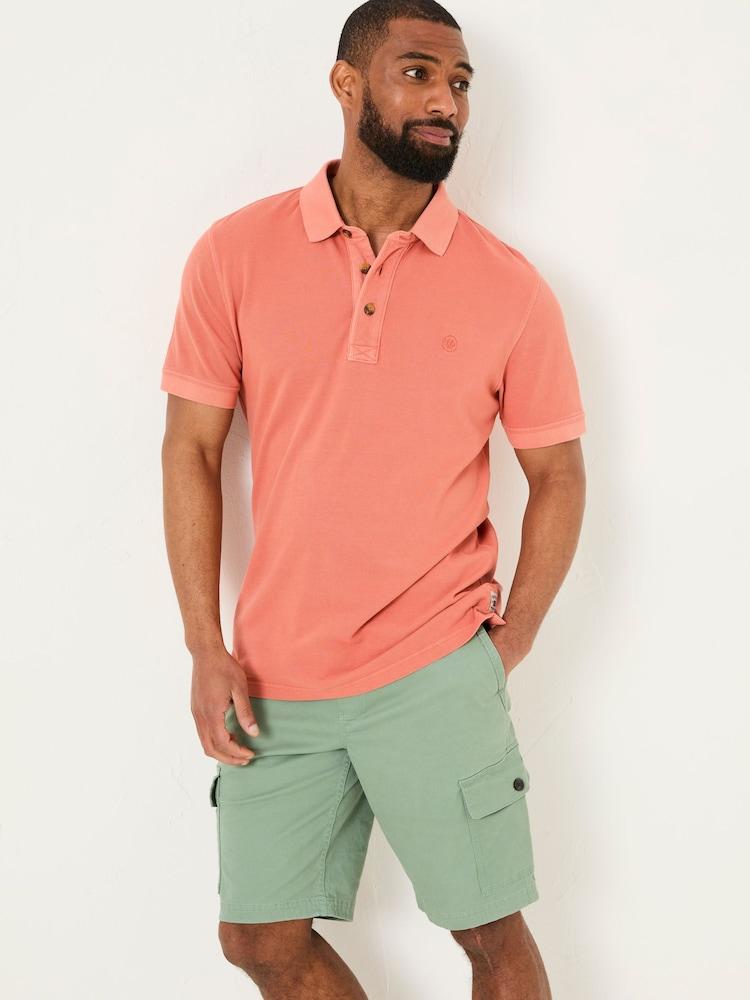 Fat Face Orange Short Sleeve Pique Polo