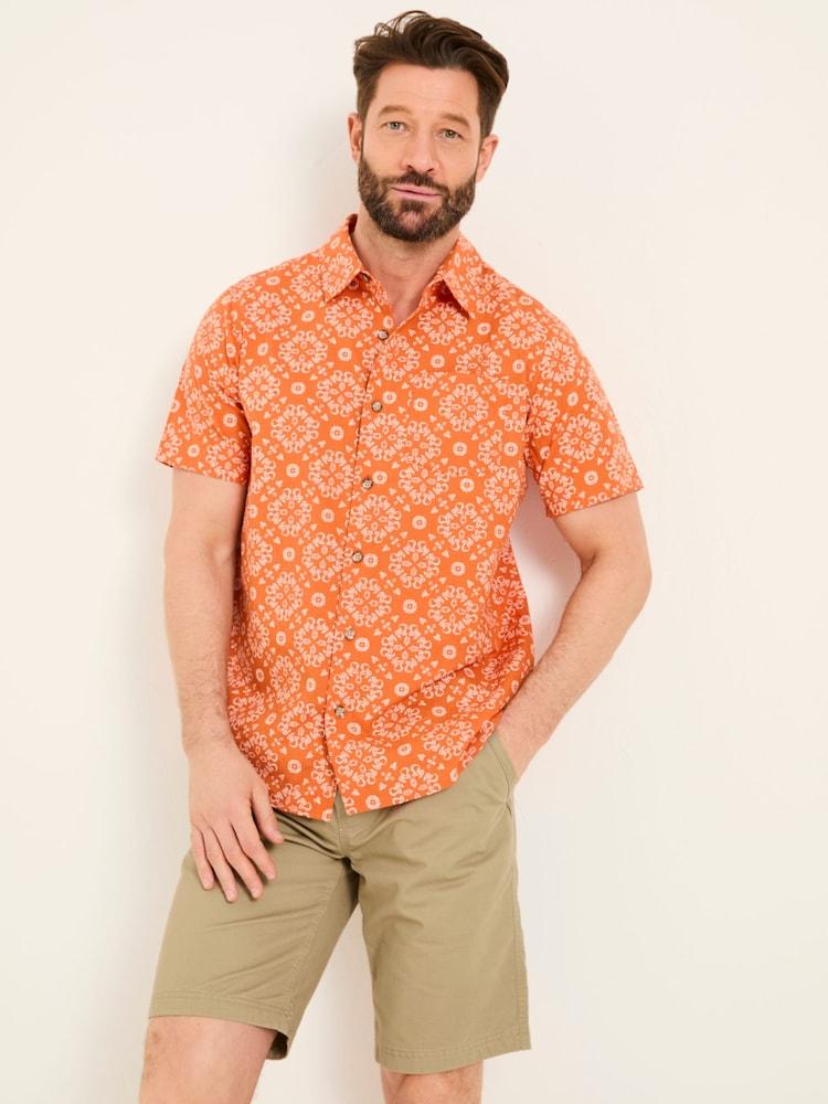 Fat Face Orange Tile Short Sleeve Shirt