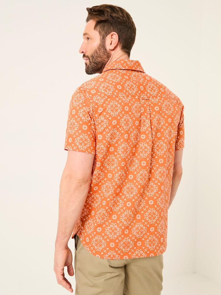 Fat Face Orange Tile Short Sleeve Shirt