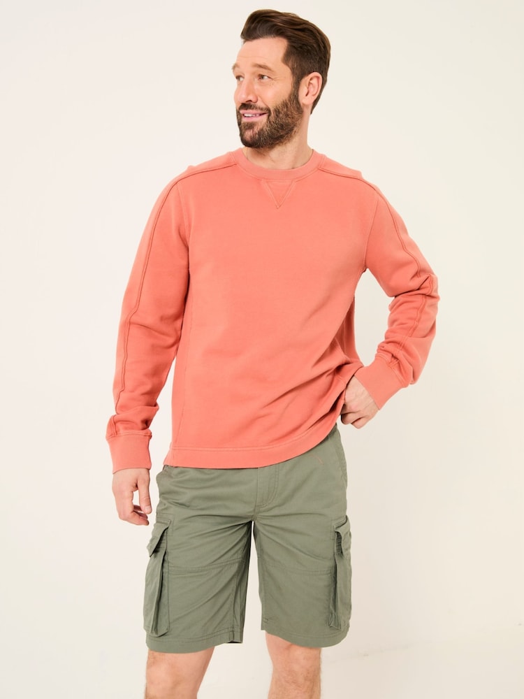 Fat Face Otterton Orange Crew Neck Sweatshirt