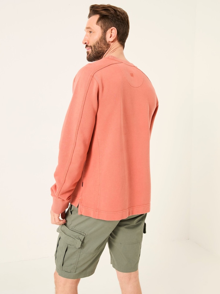 Fat Face Otterton Orange Crew Neck Sweatshirt