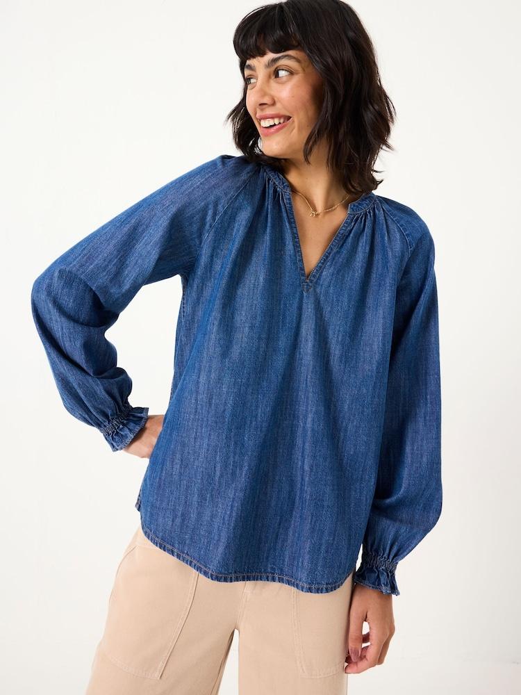 Fat Face Pacey Blue Denim Blouse