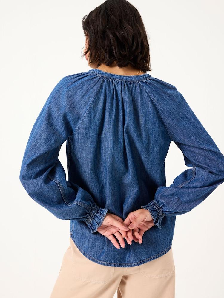 Fat Face Pacey Blue Denim Blouse