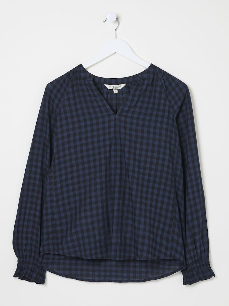 fat face Pacey Blue Pacey Gingham Blouse