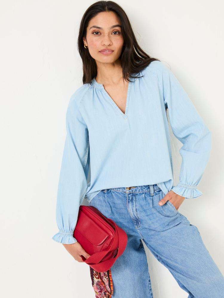 Fat Face Pacey Light Blue Denim Blouse