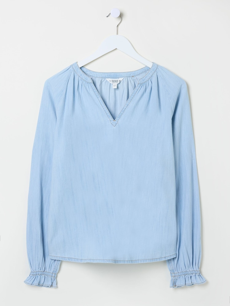 fat face Pacey Light Blue Denim Blouse