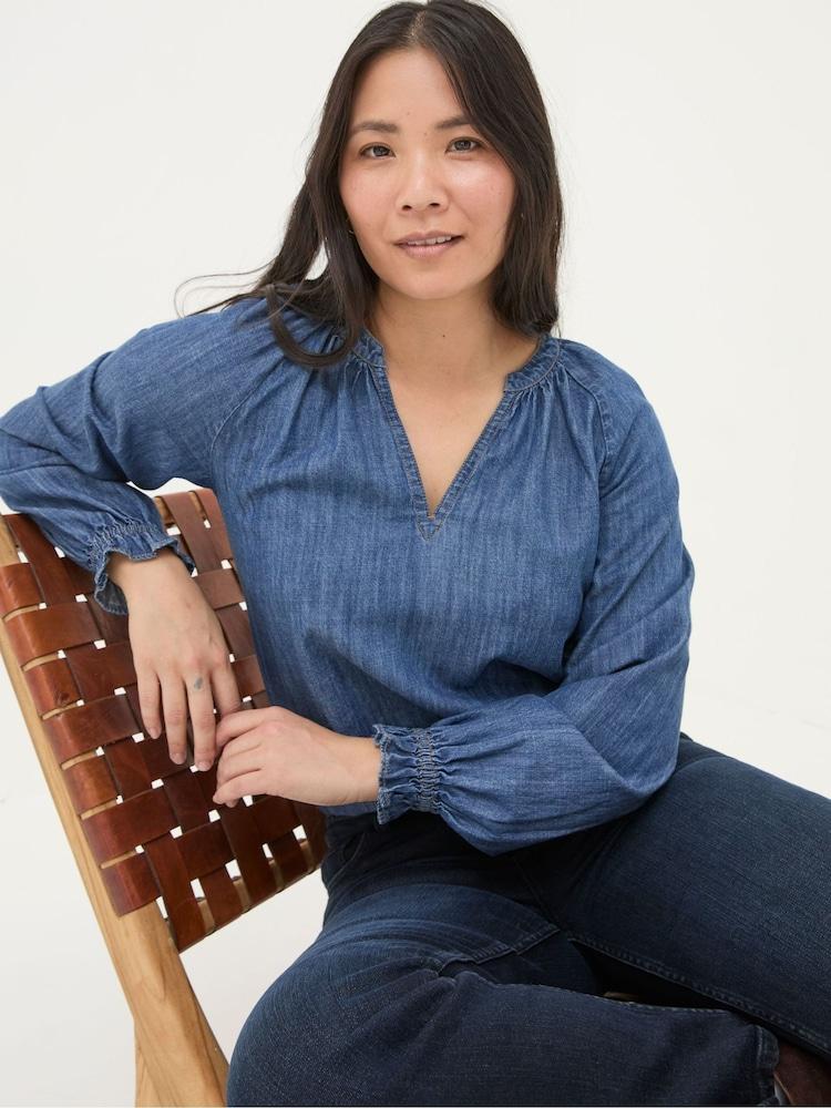 Fat Face Pacey Vintage Blue Denim Blouse