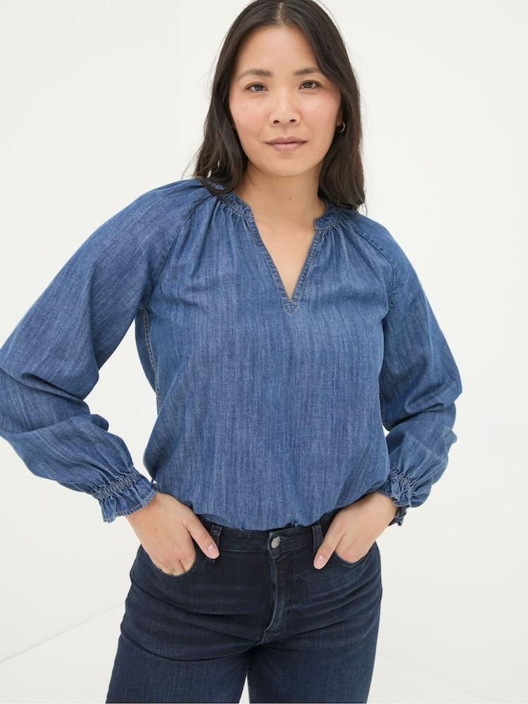 Fat Face Pacey Vintage Blue Denim Blouse