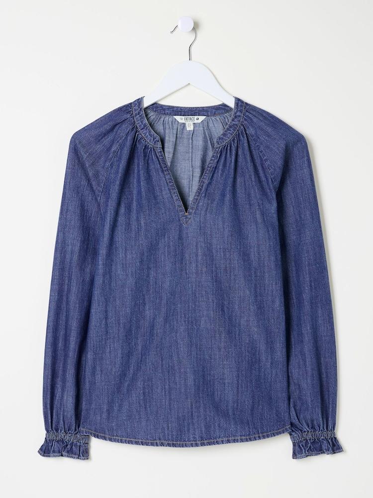 fat face Pacey Vintage Blue Denim Blouse