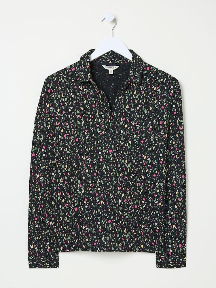 fat face Paige Black Ditsy Jersey Shirt
