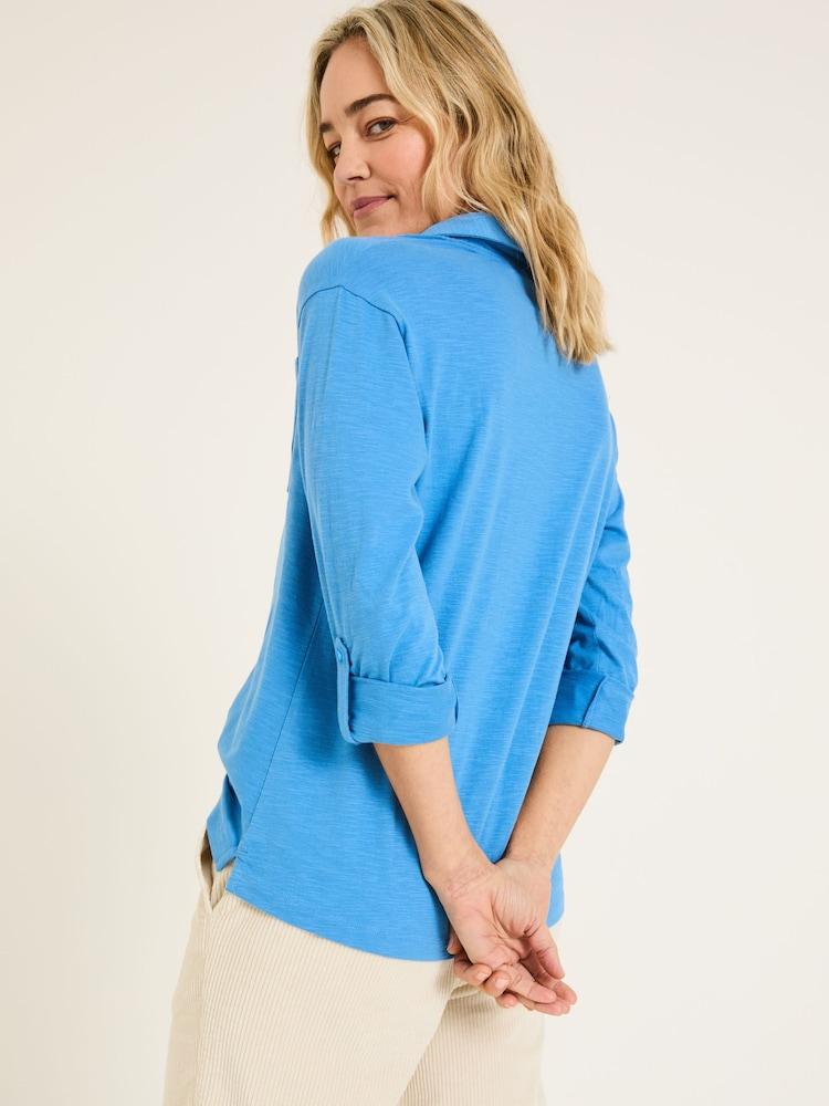Fat Face Paige Bright Blue 100% Cotton Jersey Shirt