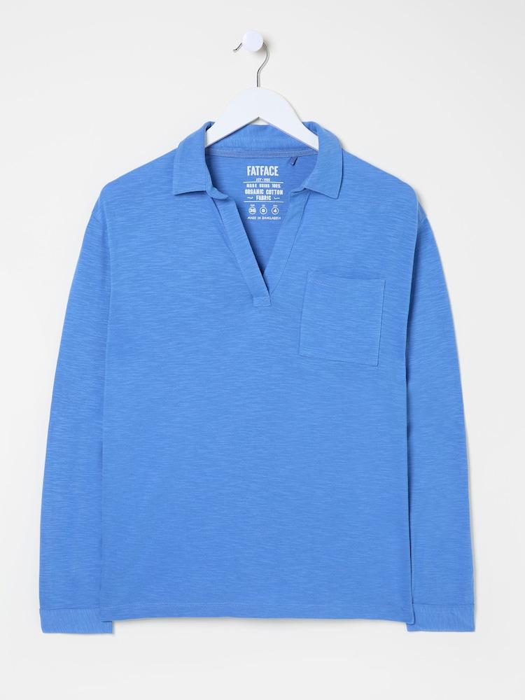 fat face Paige Bright Blue 100% Cotton Jersey Shirt