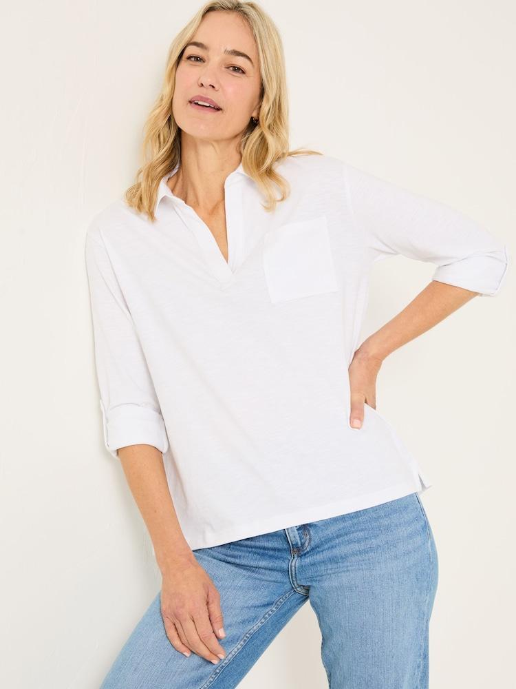 Fat Face Paige White 100% Cotton Jersey Shirt