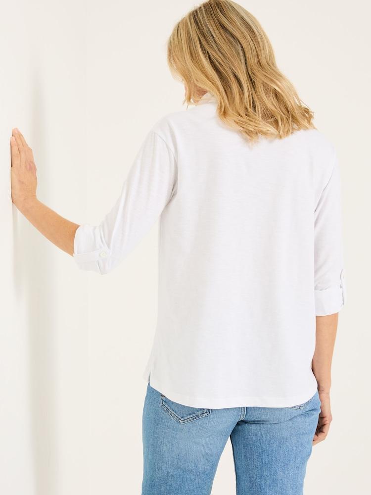 Fat Face Paige White 100% Cotton Jersey Shirt