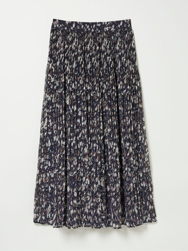 fat face Paignton Dark Brown Pleated Midi Skirt