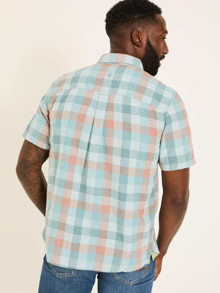 Fat Face Pale Blue Short Sleeve Port Check Shirt