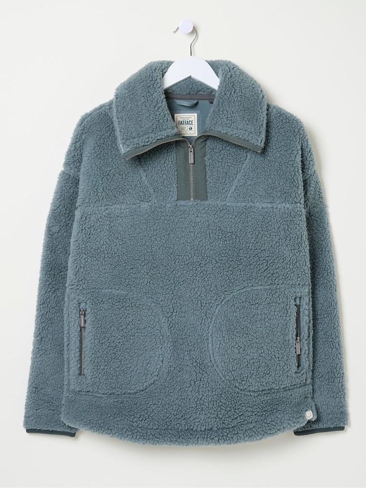 fat face Parker Duck Egg Blue Half Neck Fleece