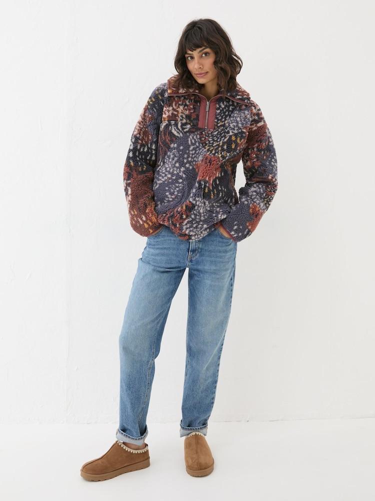 Fat Face Parker Multi Abstract Animal Fleece