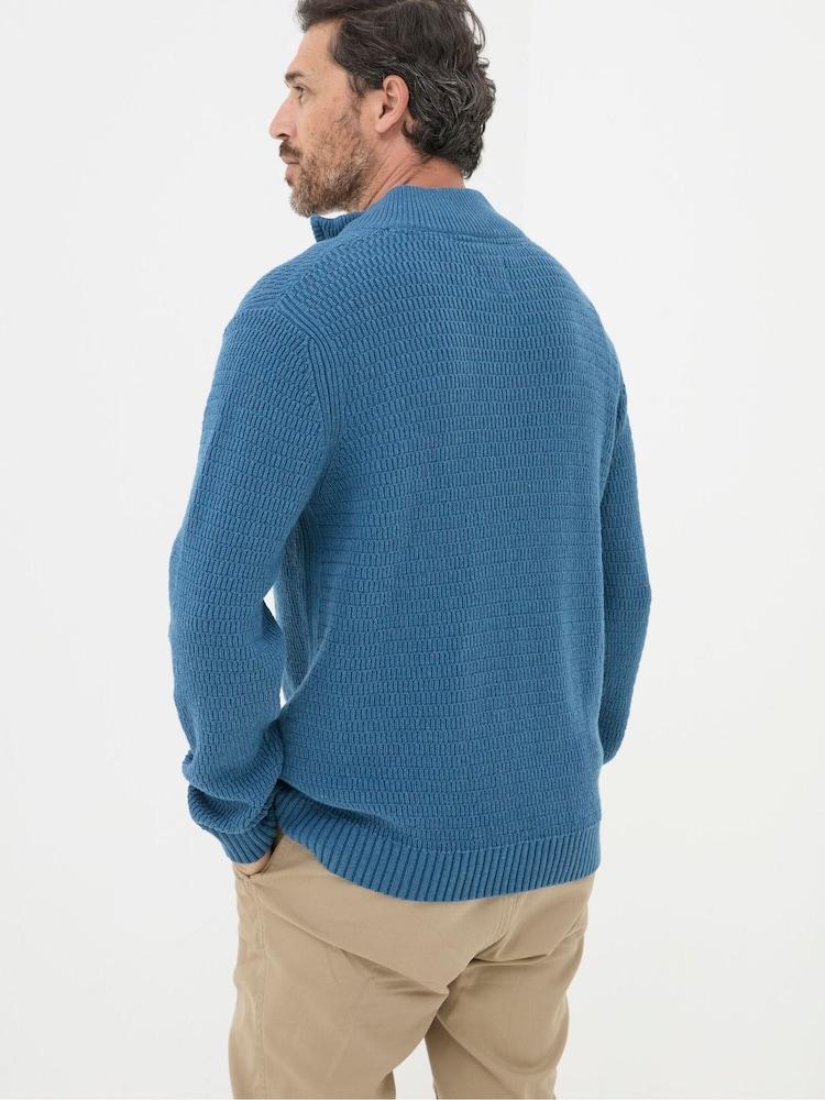 Fat Face Pembrey Blue Half Neck Jumper