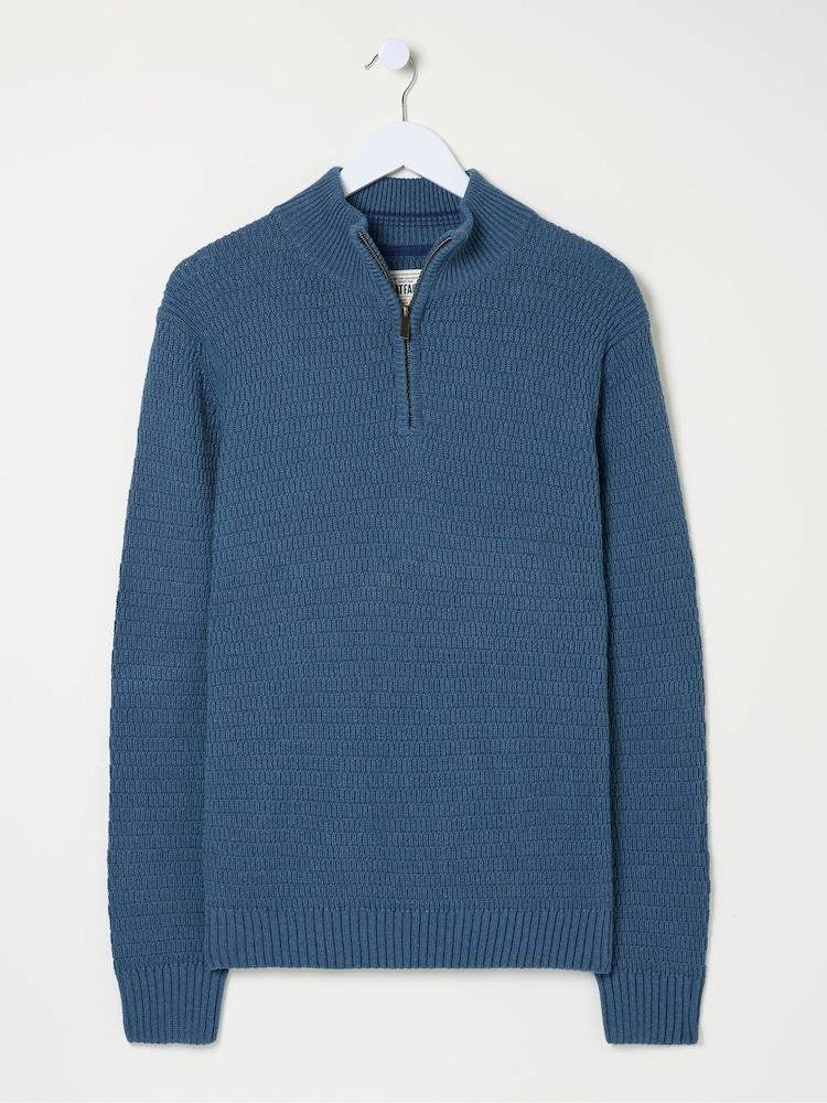 fat face Pembrey Blue Half Neck Jumper