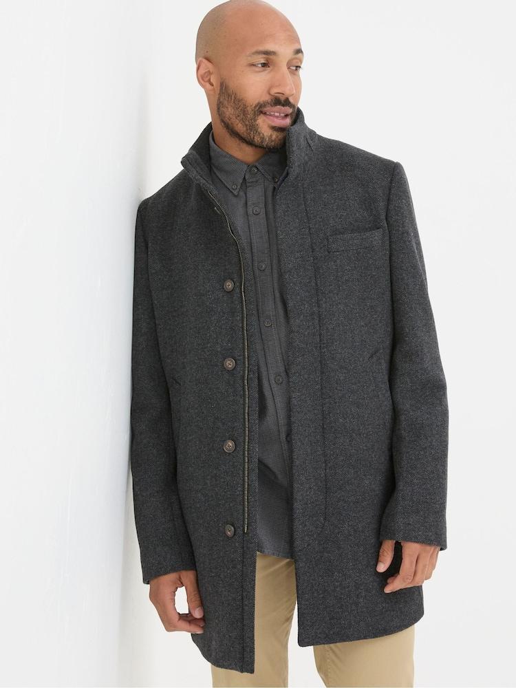Fat Face Pendeen Dark Grey Overcoat