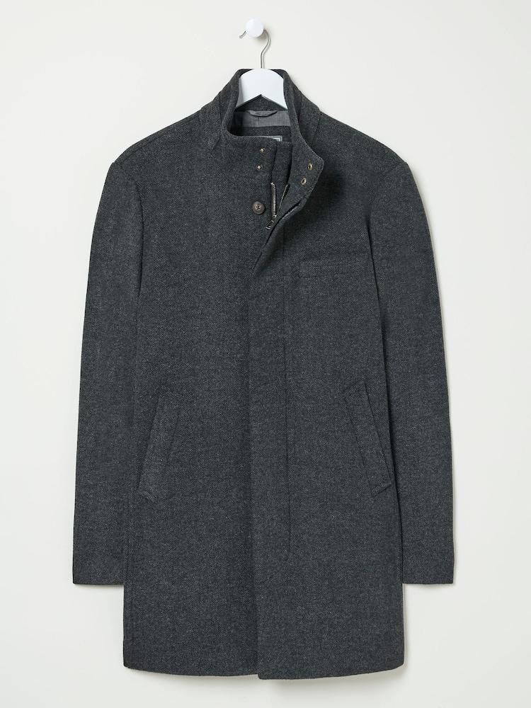 fat face Pendeen Dark Grey Overcoat