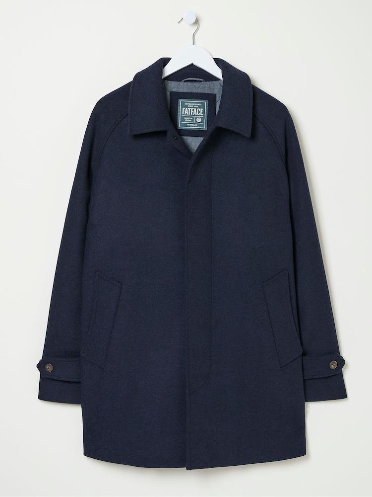fat face Pendeen Navy Blue Raglan Overcoat