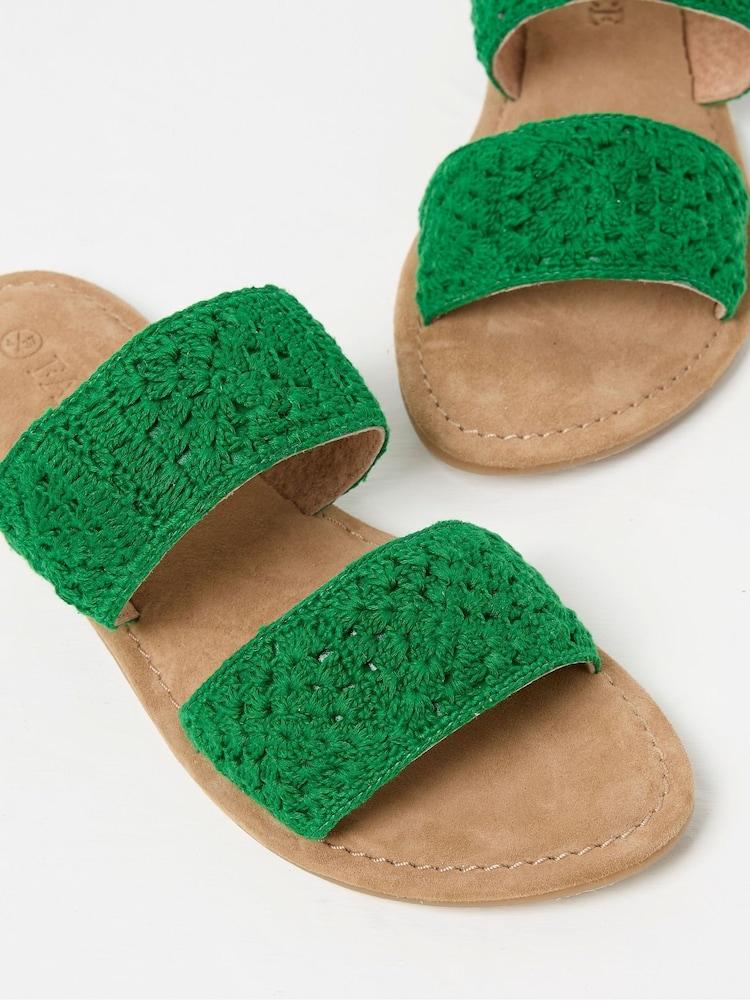 fat face Penelope Green Crochet Sliders