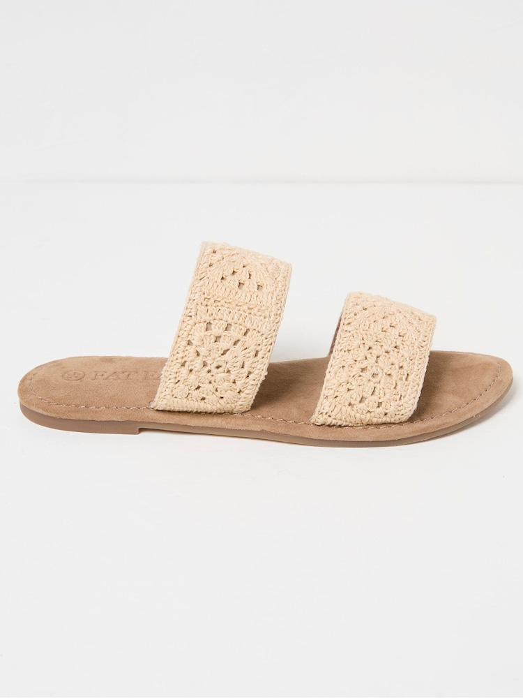 Fat Face Penelope Natural Crochet Sliders