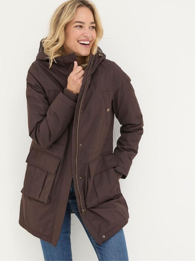 Fat Face Petra Brown Parka Brown Coat