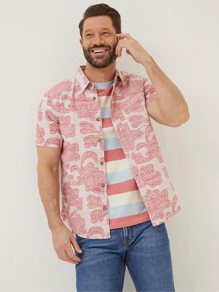 Fat Face Pink Floral Block Print Shirt