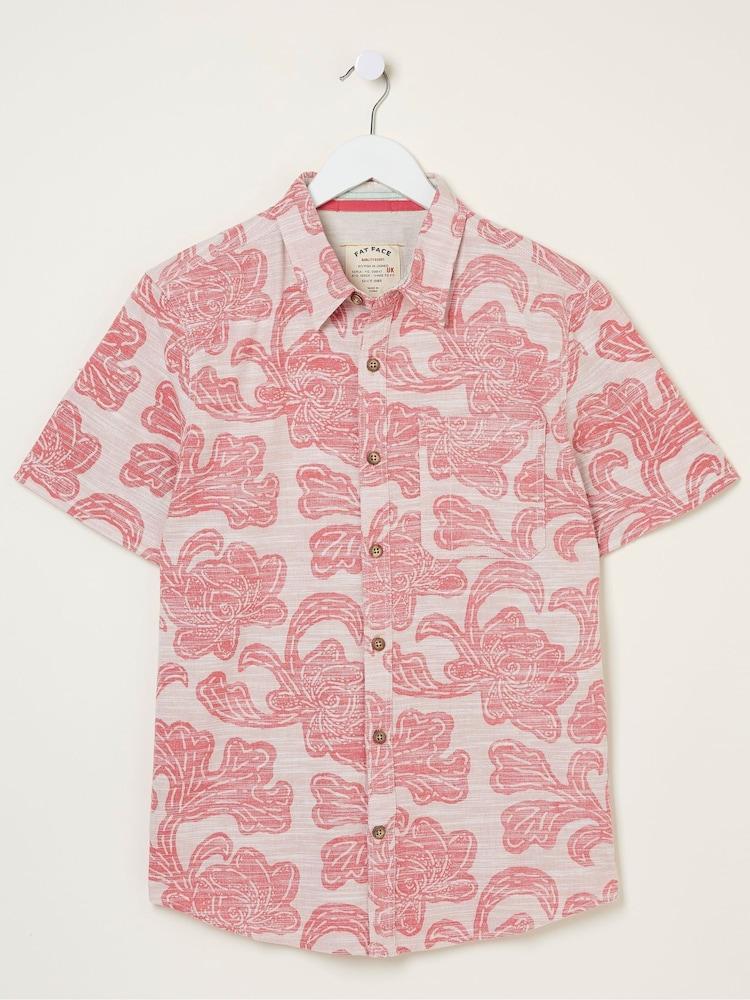 fat face Pink Floral Block Print Shirt