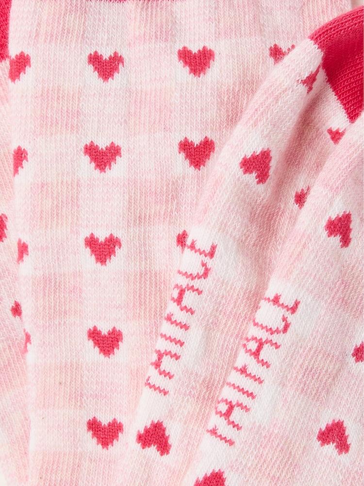 Fat Face Pink Heart Gingham Socks