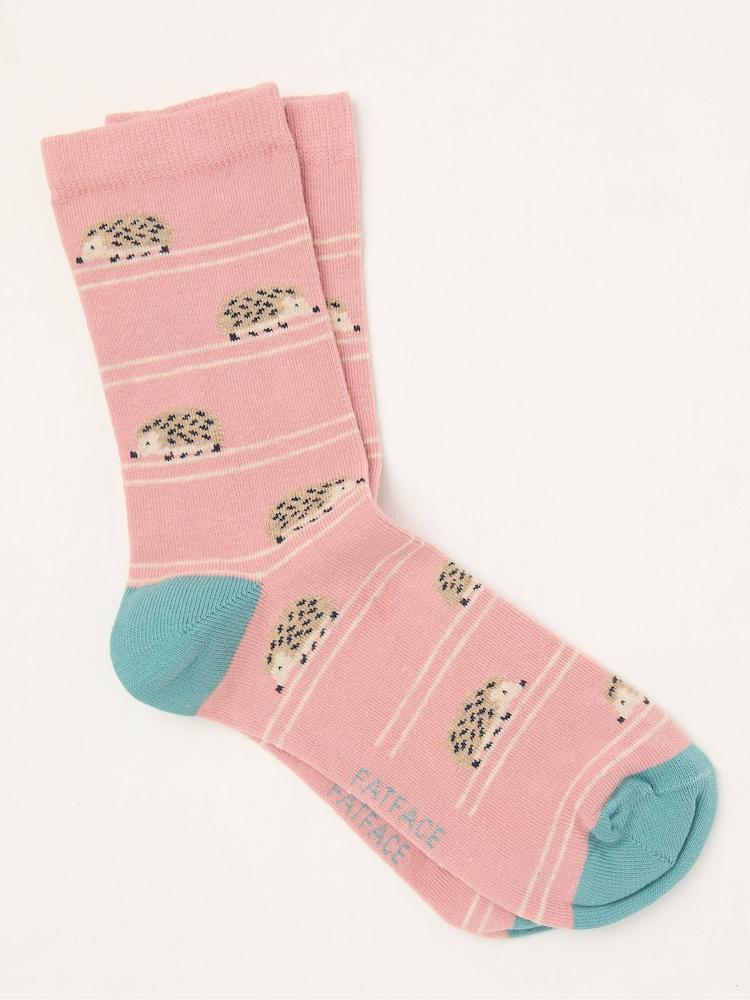Fat Face Pink Hedgehog Socks