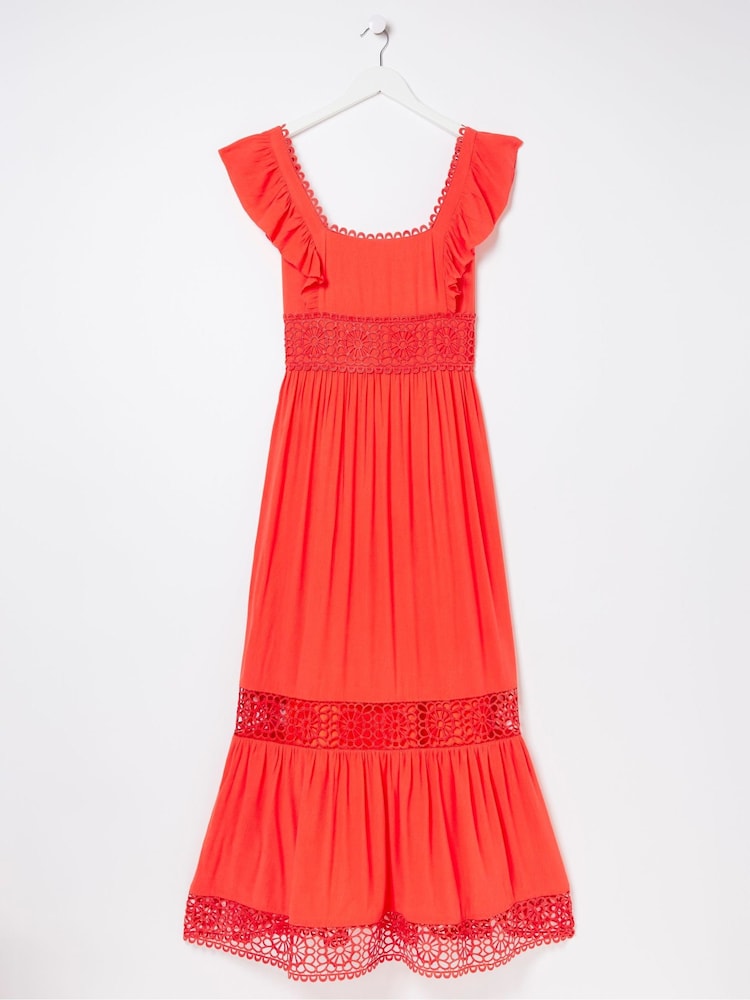 fat face Pink Hibiscus Lace Maxi Dress