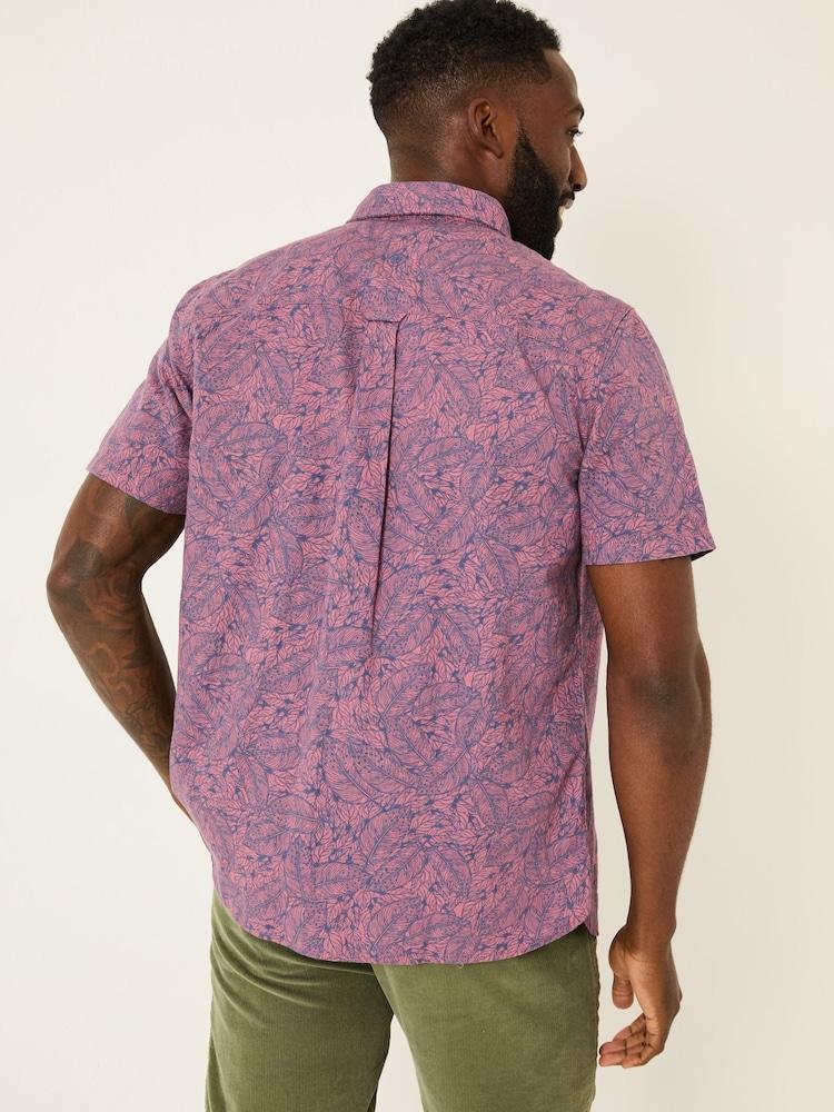 Fat Face Pink Leaves Short Sleeve Shirt