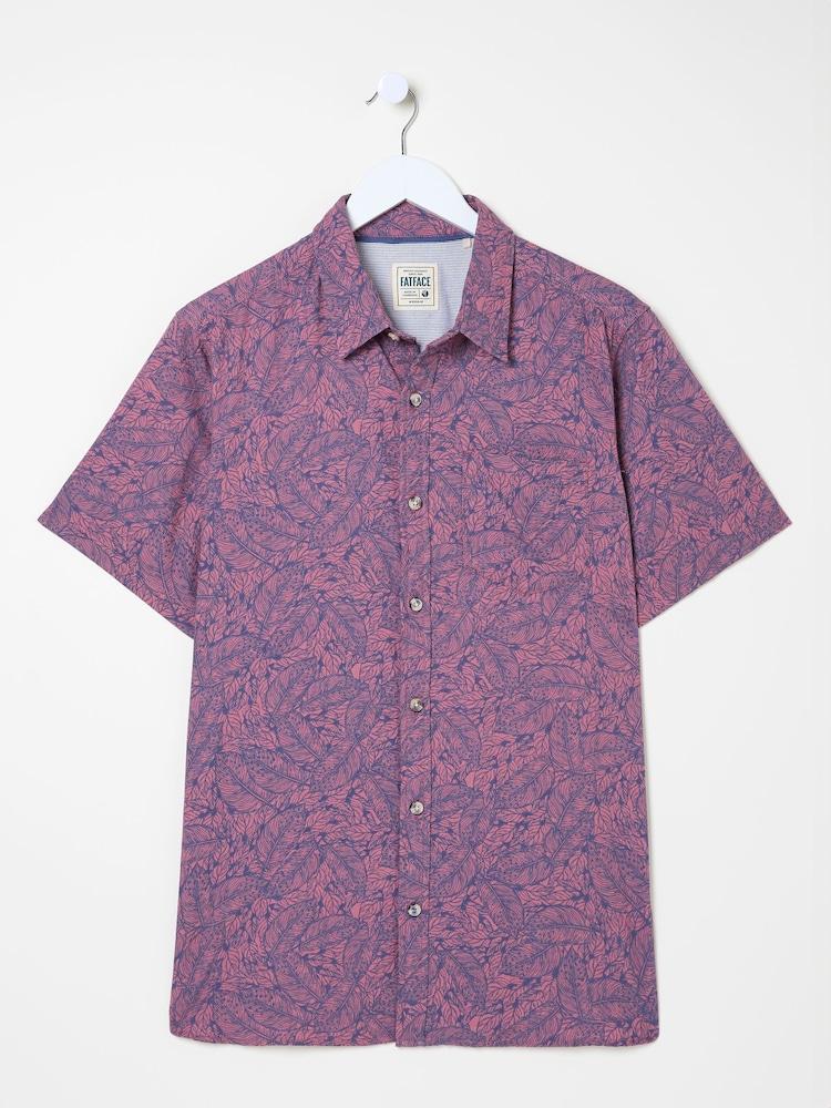 fat face Pink Leaves Short Sleeve Shirt