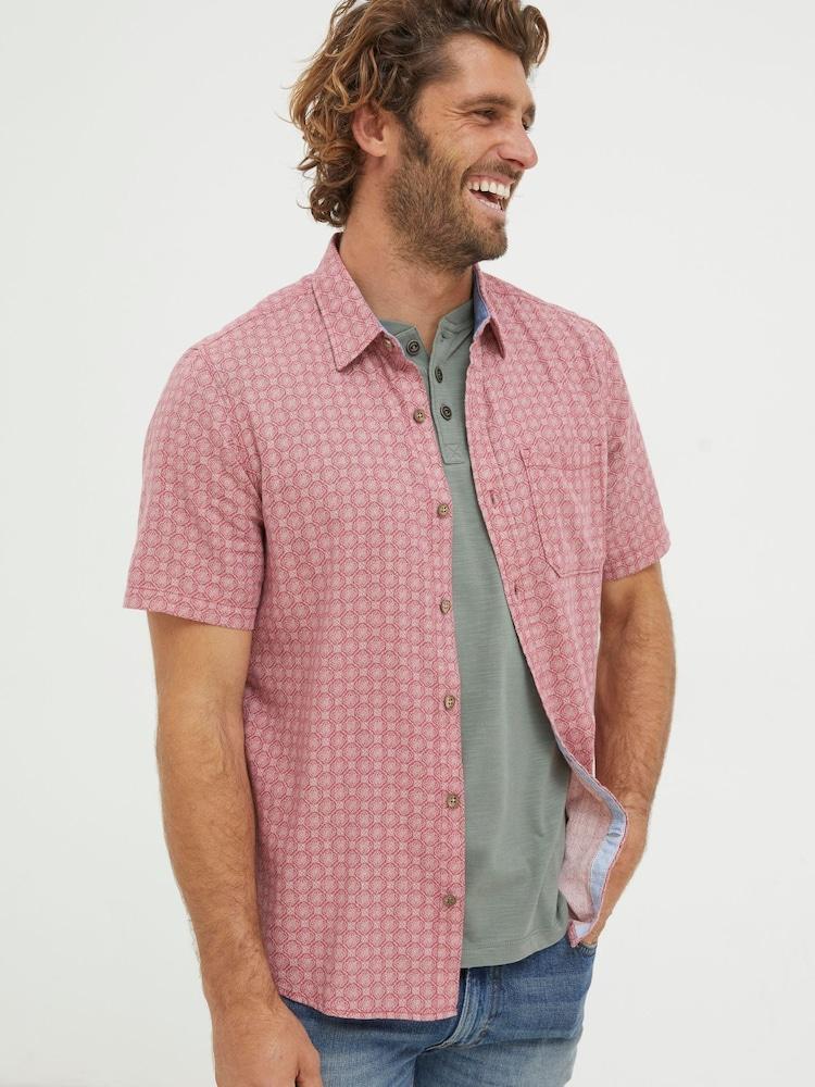 Fat Face Pink Linear Print Shirt