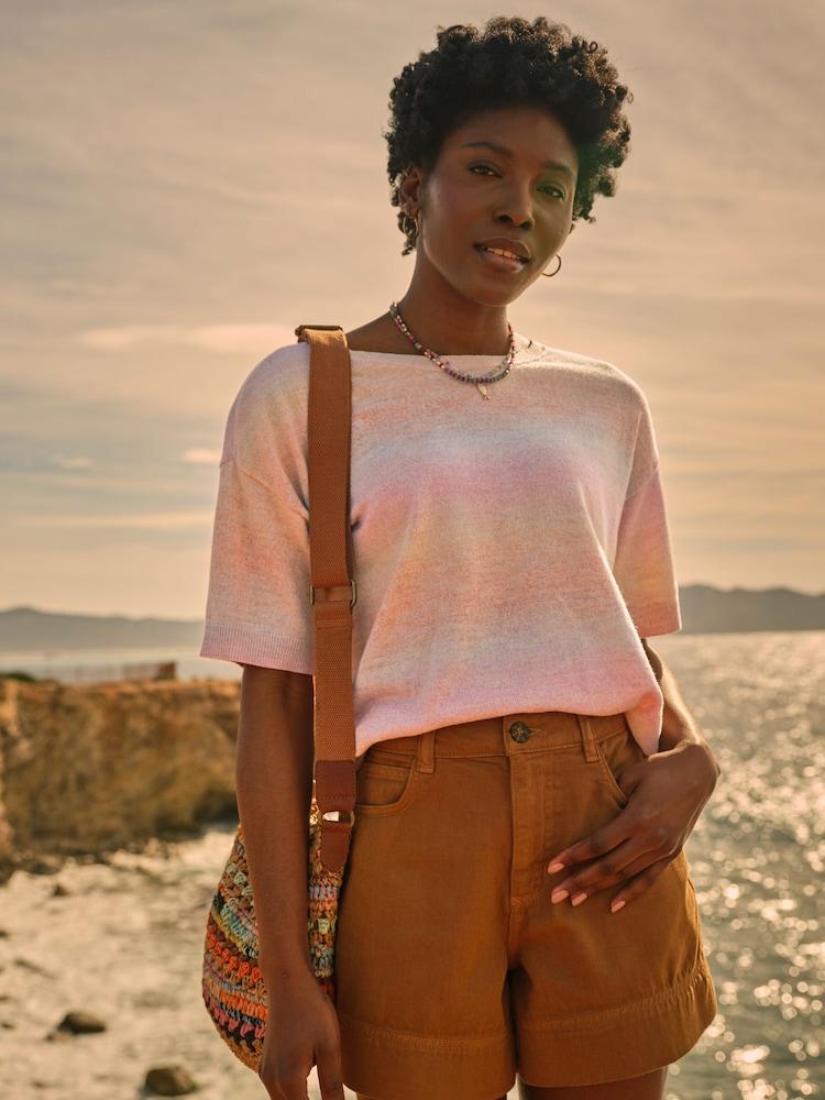 Fat Face Pink Ombre Stripe Knitted Tee