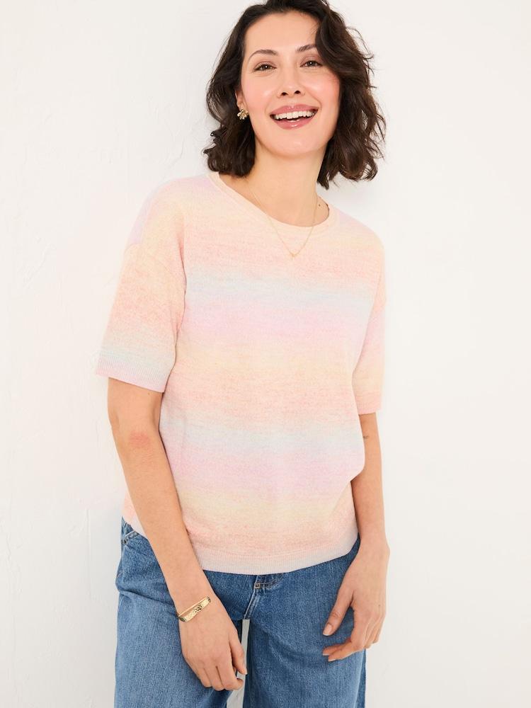 Fat Face Pink Ombre Stripe Knitted Tee