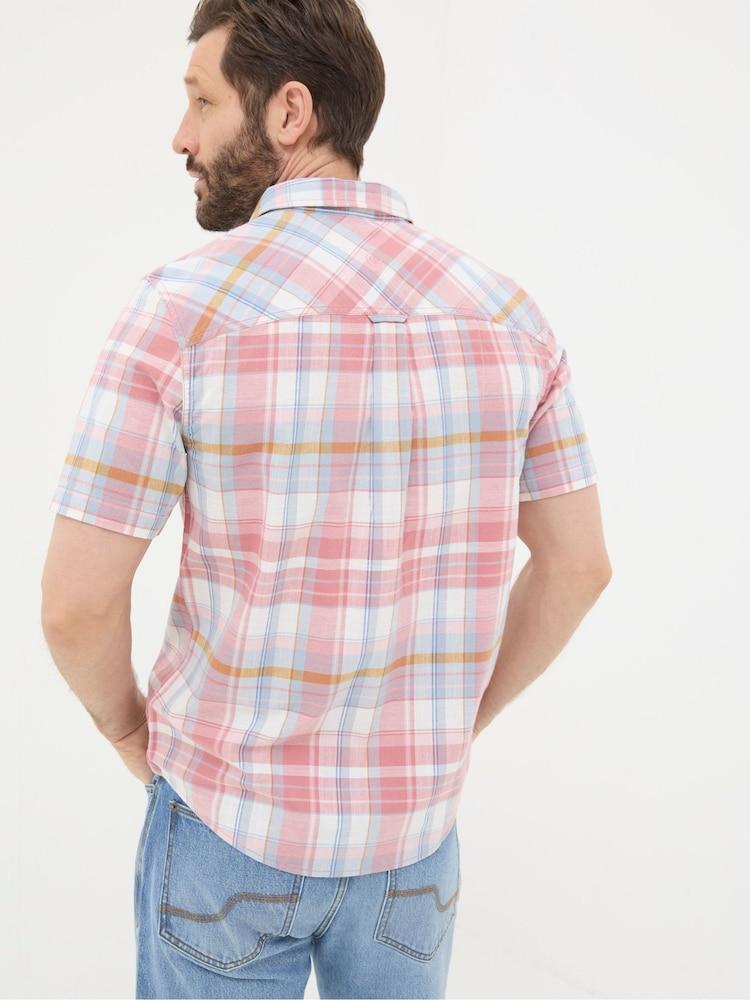 Fat Face Pink Short Sleeve Baston Check Shirt