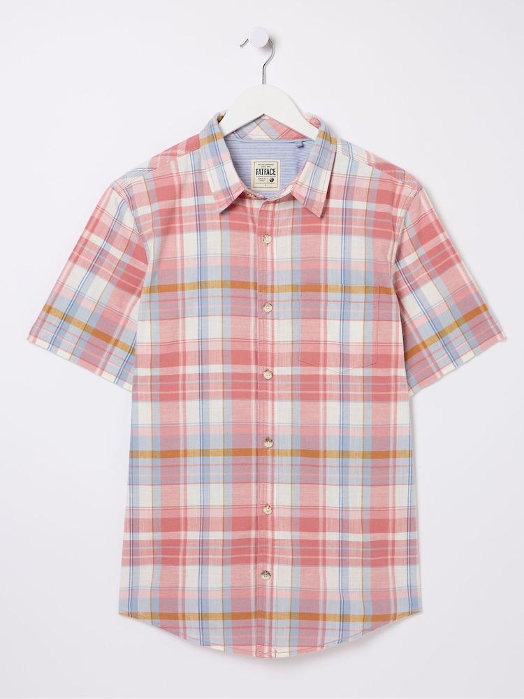 fat face Pink Short Sleeve Baston Check Shirt