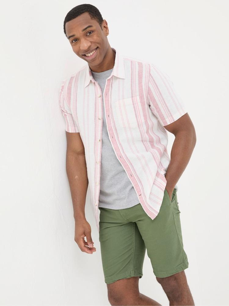 Fat Face Pink Short Sleeve Danby Stripe Shirt