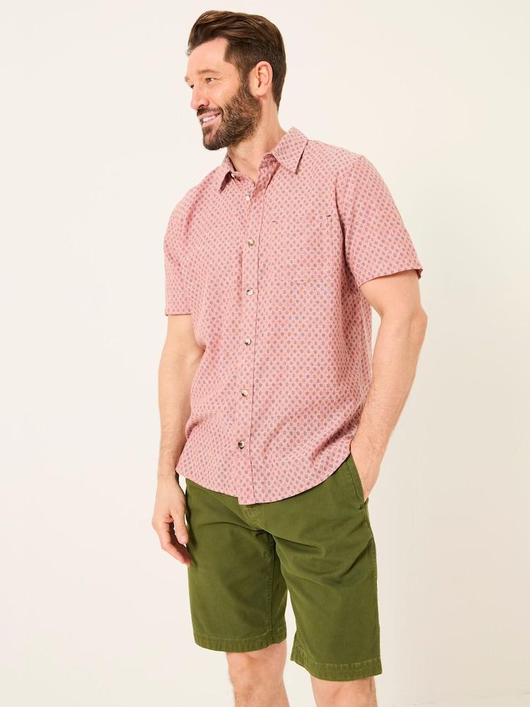 Fat Face Pink Short Sleeve Mini Geo Print Shirt