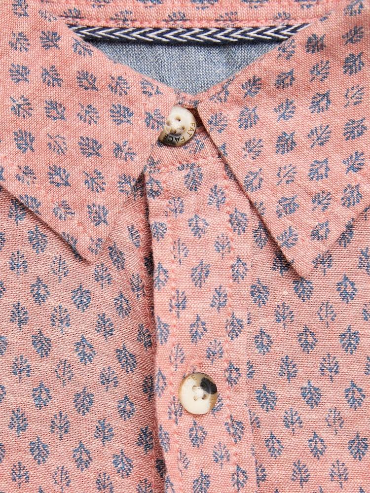 fat face Pink Short Sleeve Mini Geo Print Shirt